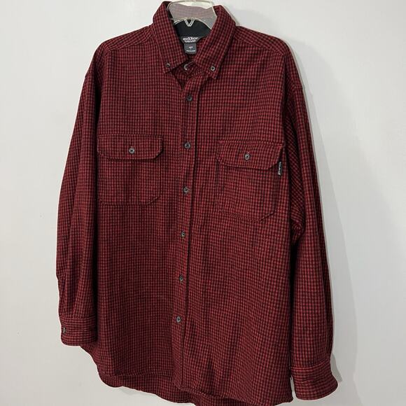 Woolrich Other - VTG Woolrich Mens Shirt Red Black Micro Plaid Wool Large Shirt Button Flannel